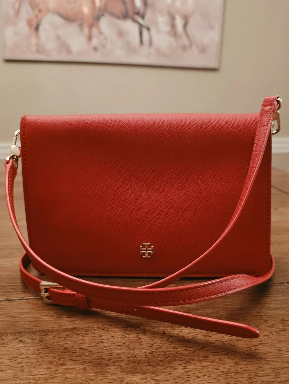 Tory Burch Red Saffiano Crossbody Bag